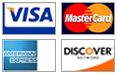 Credit Cards Accepted, Visa, MasterCard, American Express, Discover